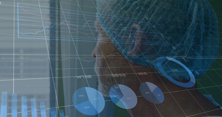 Poster - Image of statistics and data processing over caucasian male surgeon