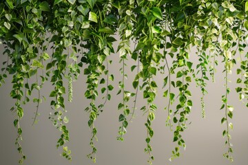 Sticker - A decorative feature with lush green leaves suspended from the ceiling, suitable for interior design or event decoration