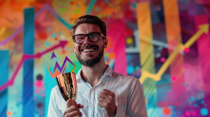 A person holding a trophy, a symbol of achievement and success