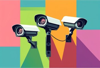 Surveillance Cameras Represents security, monitoring, and surveillance technology.