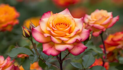 Wall Mural - Vibrant Rosa Eye of the Tiger Chewbullseye Floribunda Rose with Striking Yellow and Red Eye by Chris Warner