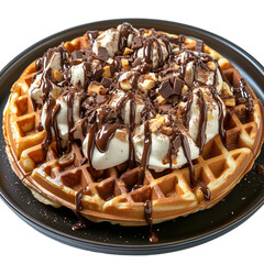 Wall Mural - Chocolat nutella waffle, white background