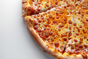 A delicious fresh pizza on a white background