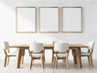 © somehoww - Dinning room interior with white empty frame