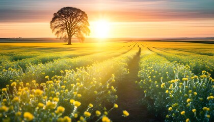 Wall Mural - Golden evening light illuminating buttercups with a softly blurred background