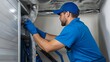 © Monty - A technician is intently working on an HVAC system, ensuring proper functionality by connecting air ducts.