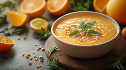 Orange Soup with Sage Garnish