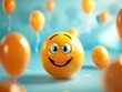 © Ya Ali Madad  - Determined emoji ball with a focused gaze, balloons floating gently