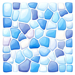 Wall Mural - Blue mosaic pattern with various shades and shapes on a white background.