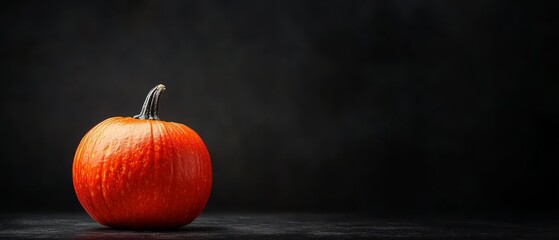 Sticker -  A close-up of a pumpkin against a pure black background