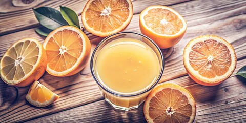 Sticker - Freshly squeezed orange juice with sliced oranges.