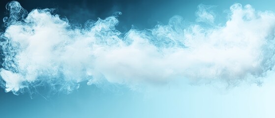 Poster -  A blue sky backdrops a drifting white cloud, as a cloud of smoke hovers nearby in the foreground