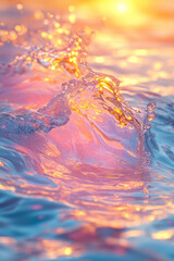 Fototapete - A ripple effect spreading through water, floating gently on a pastel surface,