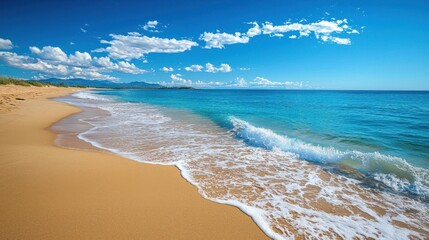 Seaside beach with soft waves