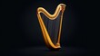 © KN Studio - Golden Harp: A classic, golden harp stands poised against a deep black background, ready to resonate with the magic of music.