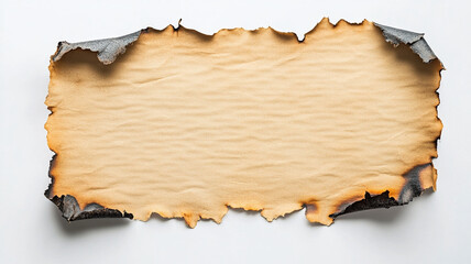 Wall Mural - ripped paper with burned edges on white background.