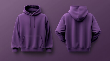 Wall Mural - front and back purple hoodie mock up 