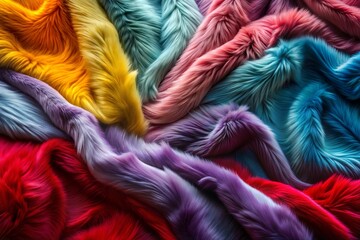 Poster - Vibrant fur fabric in various shades and textures