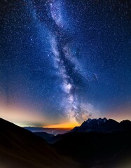 Wall Mural - Milky Way over mountains