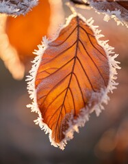 Canvas Print - Frosty leaf in winter