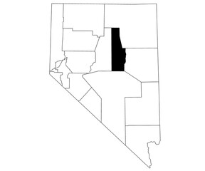 Canvas Print - Map of Eureka County in Nevada state on white background. single County map highlighted by black colour on Nevada map. UNITED STATES, US