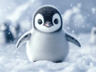 penguin on snow