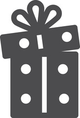 Poster - Gift box black icon. Present wrapped symbol