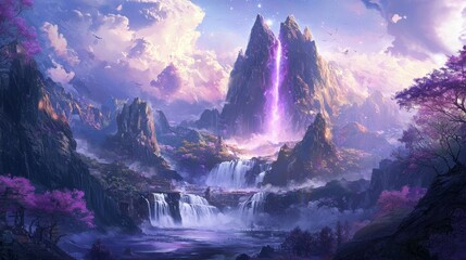 Wall Mural - The incense furnace peak rises purple smoke under the sunlight