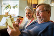 © Marko Geber - Senior couple shopping online together at home
