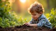 © Natsumae - little child planting a plant