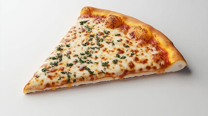 Wall Mural - Pizza slice with herbs, savory aroma, melted cheese, 3D illustration