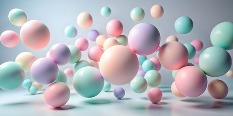 Sticker - Pastel Dream: Floating spheres in soft pastel hues create a dreamy, whimsical scene. Perfect for backgrounds, websites, or any project needing a touch of magic. 