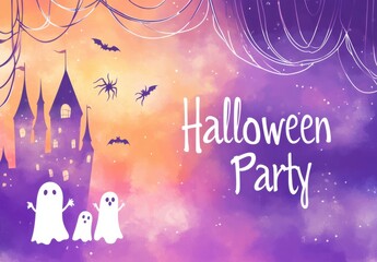 Wall Mural - halloween party banner with the text 