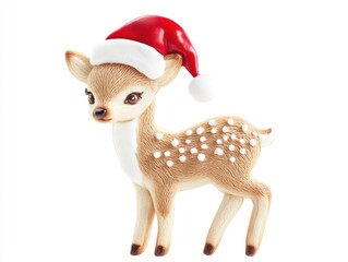 Poster - New Year baby cookie deer with icing wearing a santa claus hat isolated on a white background --ar 4:3 --v 6.1 Job ID: 1dede282-ea1a-4911-a227-5b5b002d1683