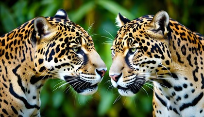 Wall Mural - Jaguars Engaging in Playful Sniffing Interactions