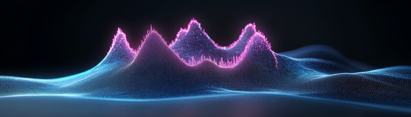 Wall Mural - abstract digital landscape with glowing peaks