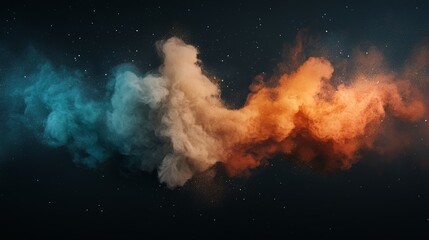 Abstract Colorful Smoke Explosion with Starry Background