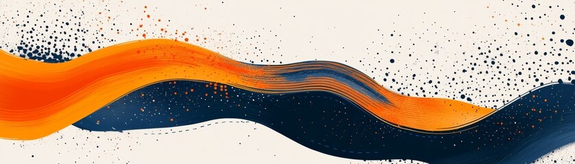 Wall Mural - Abstract Orange Blue Waves with Dots Background