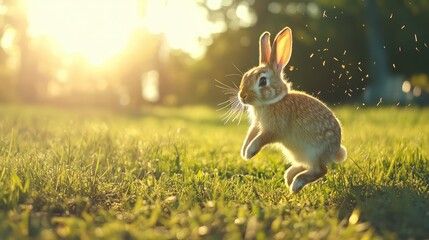 Wall Mural - rabbit in the grass