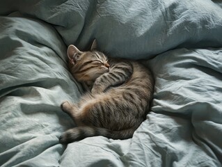 Canvas Print - cat sleeping in bed