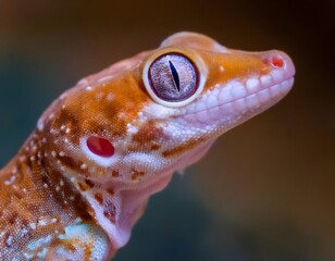 macro shot of a orange gecko