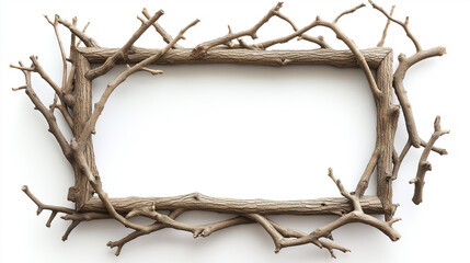 Wall Mural - abstract rectangular frame with space for insertion. a frame made of tree branches.