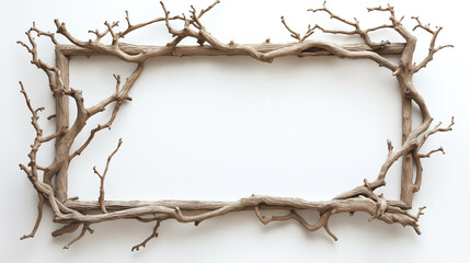 Wall Mural - abstract rectangular frame with space for insertion. a frame made of tree branches.