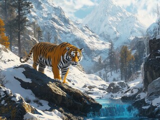 Canvas Print - siberian tiger in snow