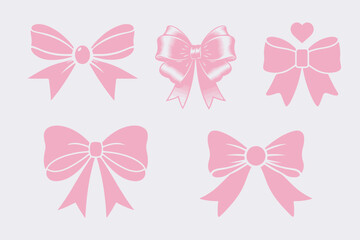 pink bow. doodle vector illustration. simple hand drawn icon on white for design