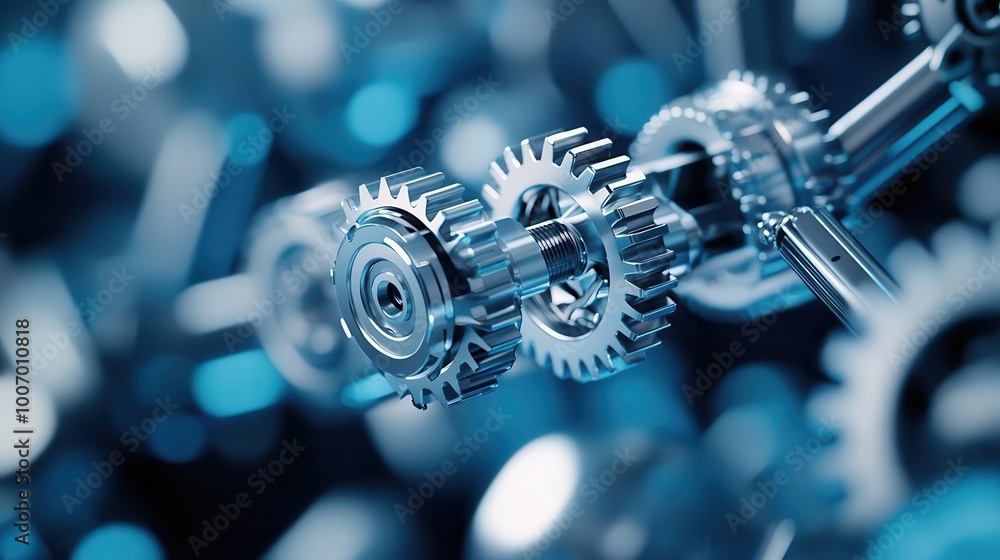 Mechanical linkages in a robotic system, showing precise control of ...