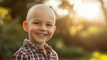 happy little bald boy