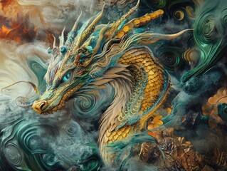 Canvas Print - dragon in the water