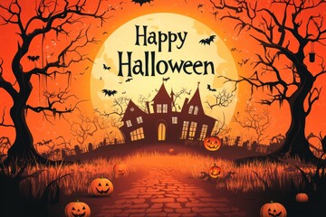 Wall Mural - Halloween background with the text 