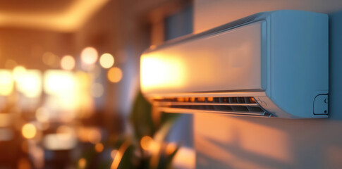 A white air conditioner with a digital display that reads 72